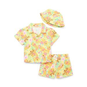 Winnie the Pooh Baby Boys Resort Short Set with Matching Hat, 3-Piece, Size 6/9M